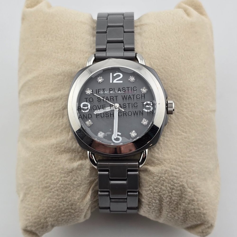 Isaac Mizrahi Live Stainless Steel Back - Dark Band & Face